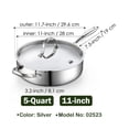 thumbnail image 2 of Cooks Standard Classic 5 Quart Stainless Steel Sauté Pan with Lid, 11 Inch Deep Frying Pan, Induction Cookware Cooking Saute Skillet, Jumbo Cooker with Stay-Cool Handle, Dishwasher & Oven Safe, 2 of 7