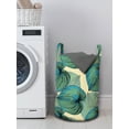 thumbnail image 3 of Exotic Laundry Bag, Monstera Leaves Tropical Pattern Rainforest Botany Summer Beach Island, Basket with Handles Drawstring Closure for Laundromats, 13" x 19", Cream Sea Green Sky Blue, by Ambesonne, 3 of 4
