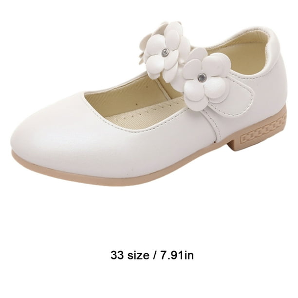 Sonducket Zapatos blancos de goma para niños, correa ajustable,  aplicaciones amplias, bordes suaves, zapatos de flores blancas para niñas  Calzado