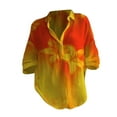 thumbnail image 4 of Bovemsi Women's Art Floral Print Casual Shirt Loose Long Sleeve V Neck Shirt T Shirt, Yellow Women's Summer Shirts, L, 4 of 4