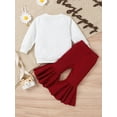 thumbnail image 3 of Seyurigaoka Toddler Baby Girl Valentine's Day Clothes Set Long Sleeve Round Neck Letter Heart Print Pullover Tops + Solid Ribbed Flare Pants, 3 of 8