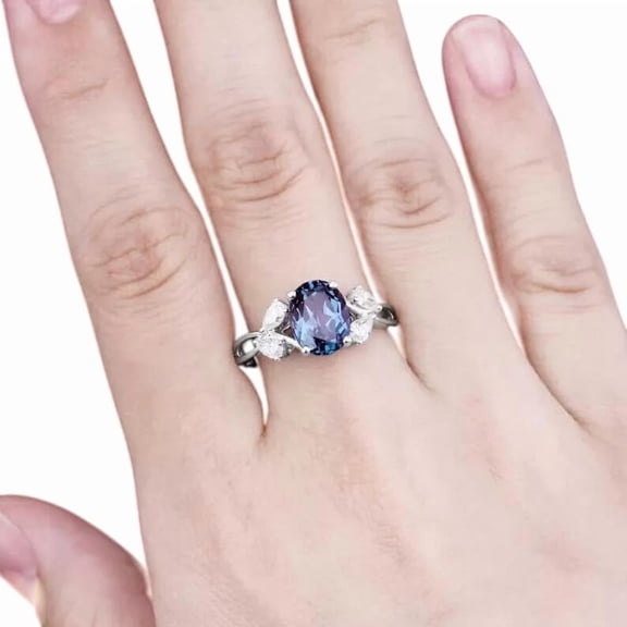 Natural Alexandrite Ring, Alexandrite Gemstone Ring, June Birthstone, Zircon Ring, Womens Ring, Gold Micron, 925 Sterling Silver, Promise Ring, Dainty Minimalist Stacking jewelry, Bridal Gift Ring