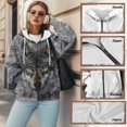 thumbnail image 6 of Uorisanigo Gray Wolf Womens Full Zip Up Hoodies Casual Warm Long Sleeve Hooded Sweatshirts Size XS Slight Stretch Oversized Fall Trendy Outfits, 6 of 7