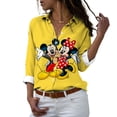 thumbnail image 3 of Disney-Camiseta de manga larga con botones y solapa para mujer, camisa informal con estampado 3D de Mickey, Minnie, Pato Donald, estilo Harajuku, y2k, novedad, 3 of 5