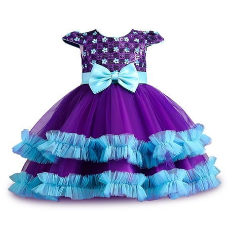 

TUOBARR Summer Savings Clearance! Ball Gown Dresses for Girls Children Baby Girls Sequin Contrast Gauze Skirt Halloween Cosplay Masquerade Dress Purple 160