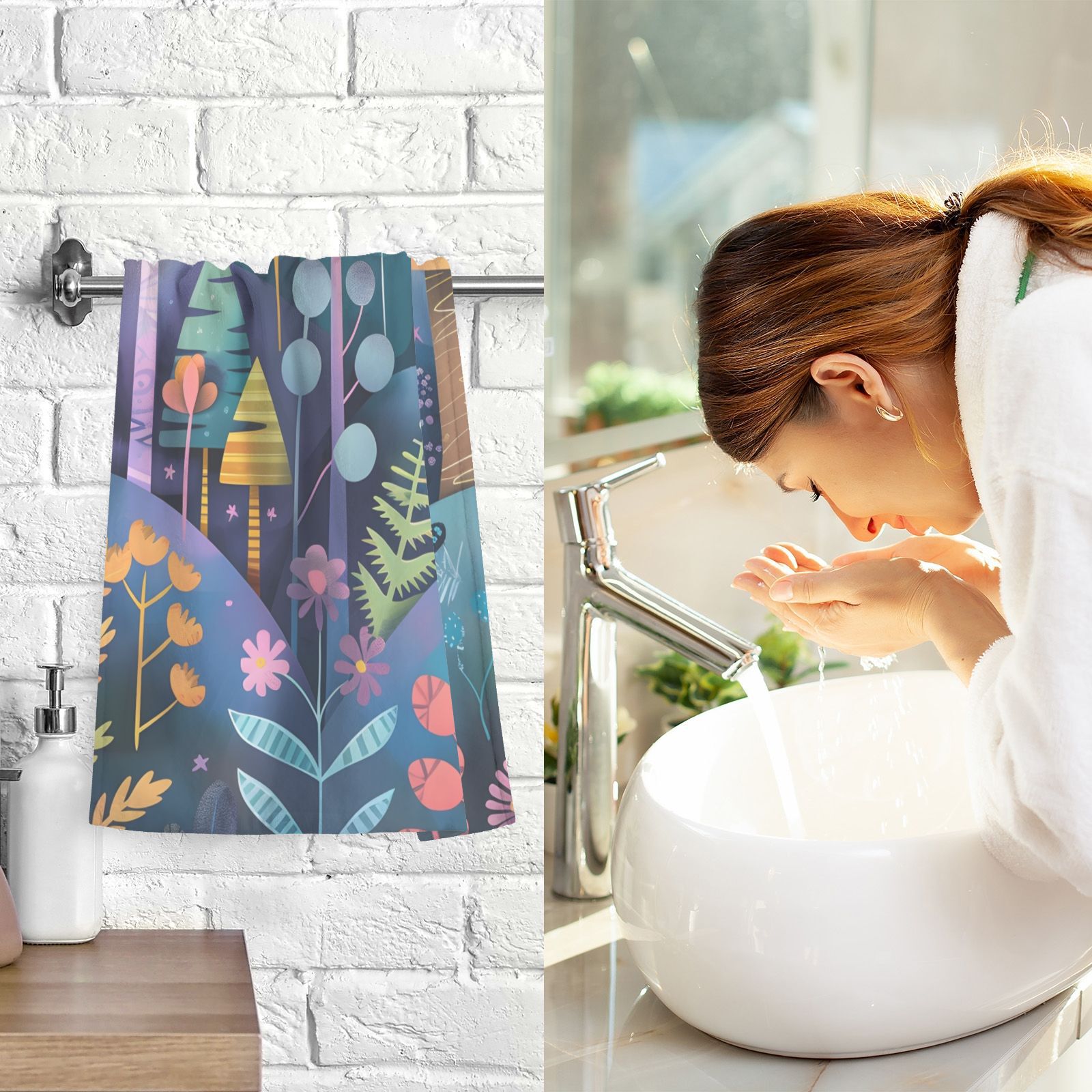 Fantasy Forest Hand Towels Cotton Bath Towels Large Face Towels Absorbent for Bathroom 2 Packs