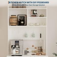 thumbnail image 5 of Garvee 71" Kitchen Pantry Cabinet, Wooden Tall Sideboard Buffet Cabinet with Microwave Stand, Pegboard and Hutch, Pantry Storage Organizers Coffee Bar for Dining Room or Living Room, White, 5 of 8