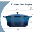 thumbnail image 3 of Olla holandesa de hierro fundido esmaltado con tapa, 7 cuartos, redonda, apta para hornear pan, apta para horno hasta 260 °C, color azul lago, 3 of 5