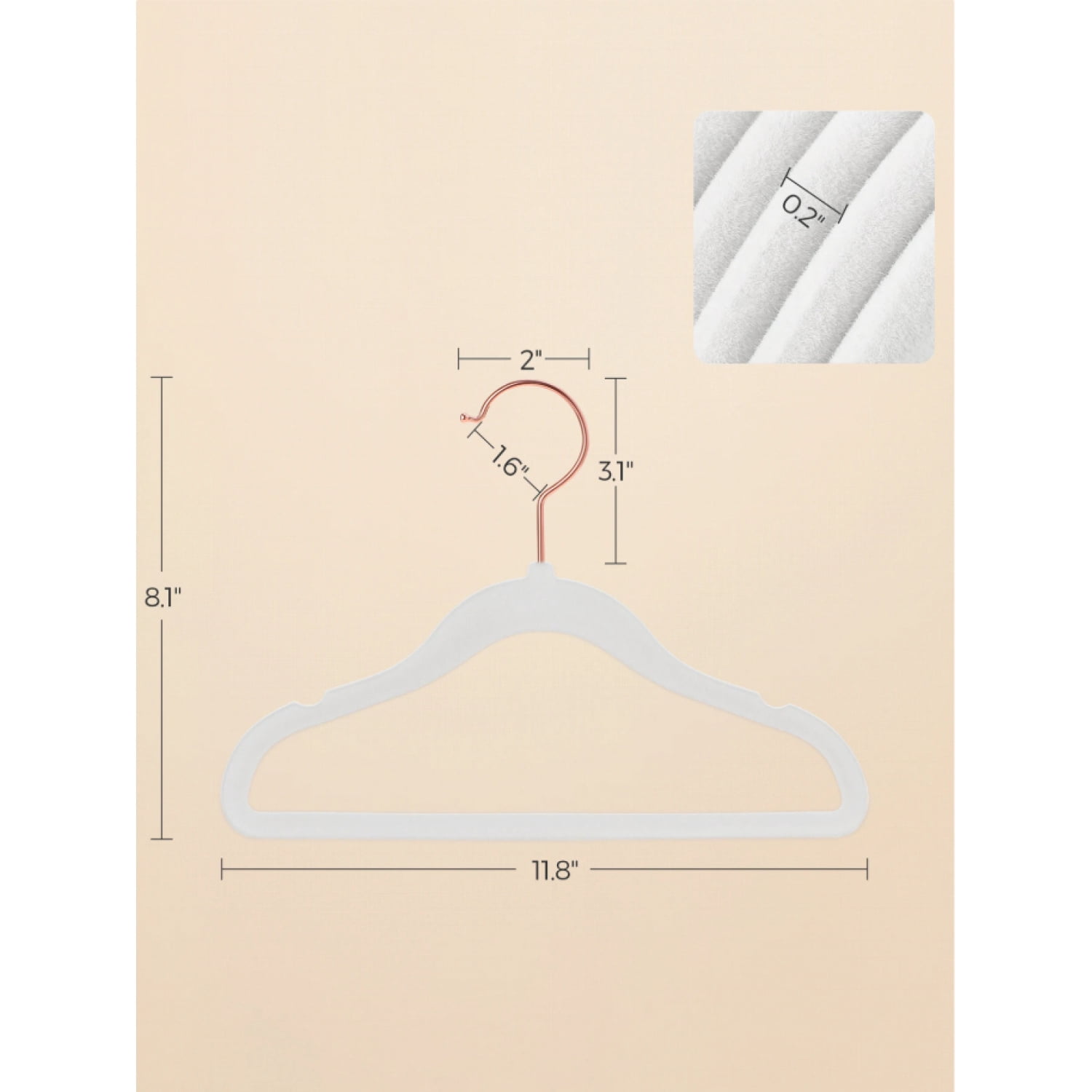 NTGFU Baby Hangers Pack Of 50, Children's Hangers for Closet with Rose Gold Hooks, Premium Velvet Hangers for Nursery, Non-Slip Hangers - White