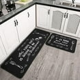 thumbnail image 3 of Black Kitchen Rugs and Mats Sets of 2, Funny Kitchen Decoration Rubber Backing Non-Slip Absorbent Mats for Sink Waterproof Runner Rug for Laundry Room 17x30+17x48inch, 3 of 7