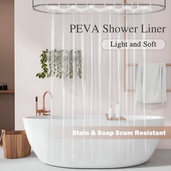 AUQ 2026 New Clear Shower Curtain Liner,72"X 72" Light Weight Peva Plastic Shower Curtain Waterproof Transparent Shower Liner with Magnets,Mold & Mildew Resistant Inner Shower Curtain Liner