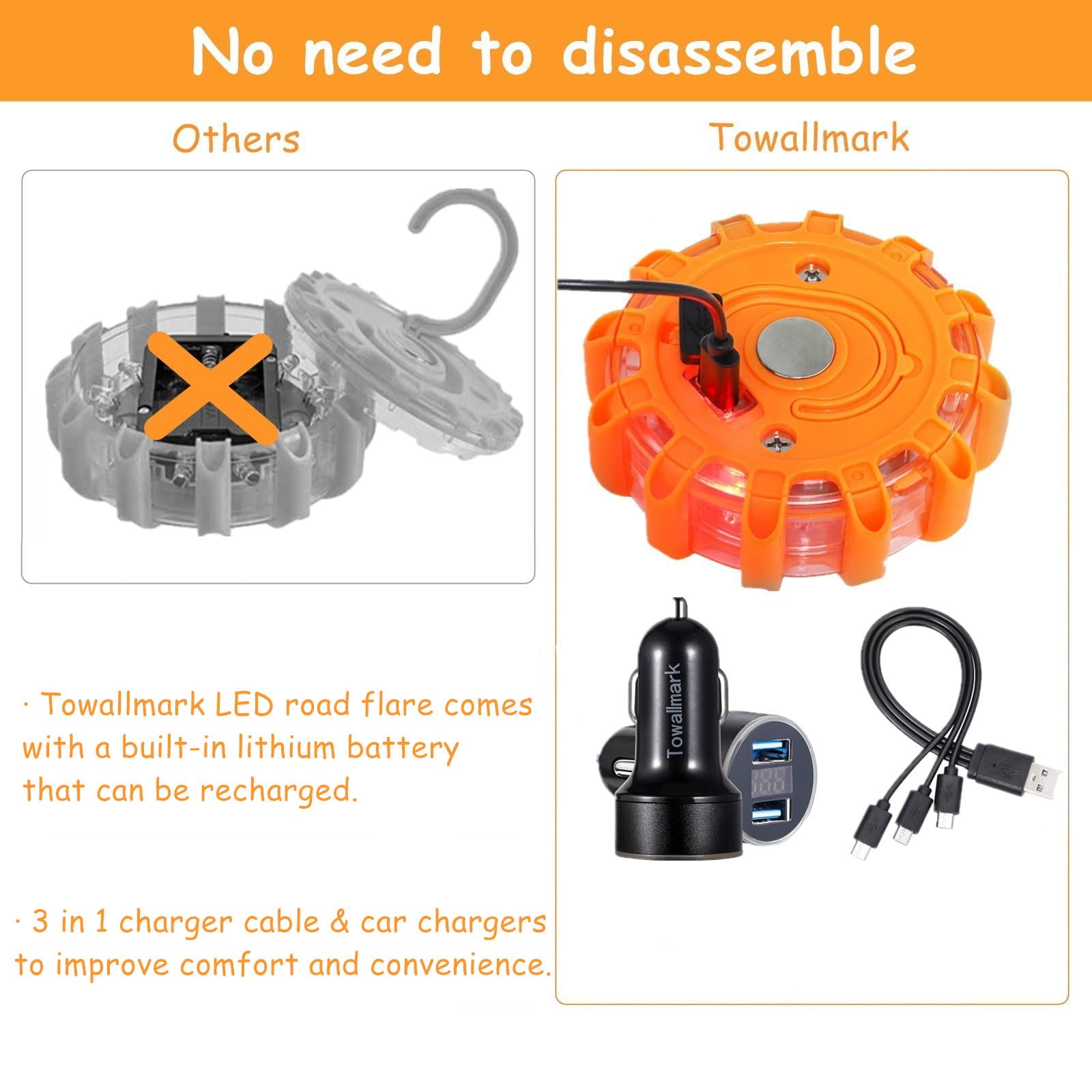 LED Road Flares 3 Pack Roadside Emergency Car Kit, | Ubuy