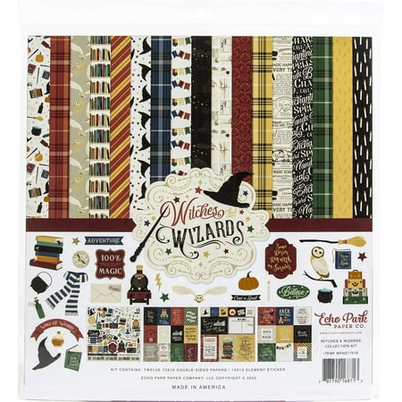 UPC: 0787790168713 | Echo Park Paper Company Witches & Wizards Collection Kit Paper Blue red Yellow Green Gray Black Cream Orange
