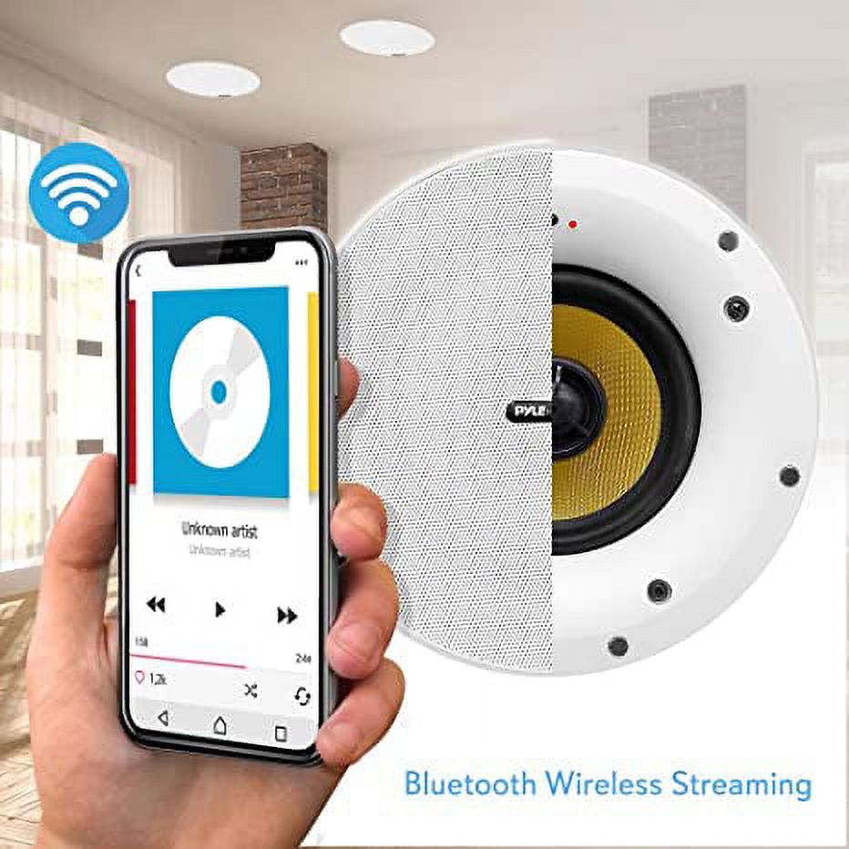 Pyle Wi-Fi Bluetooth 5.25” In-Wall/Ceiling Dual Active & Passive Speaker System W/ 240 Watts Remote - image 4 of 6