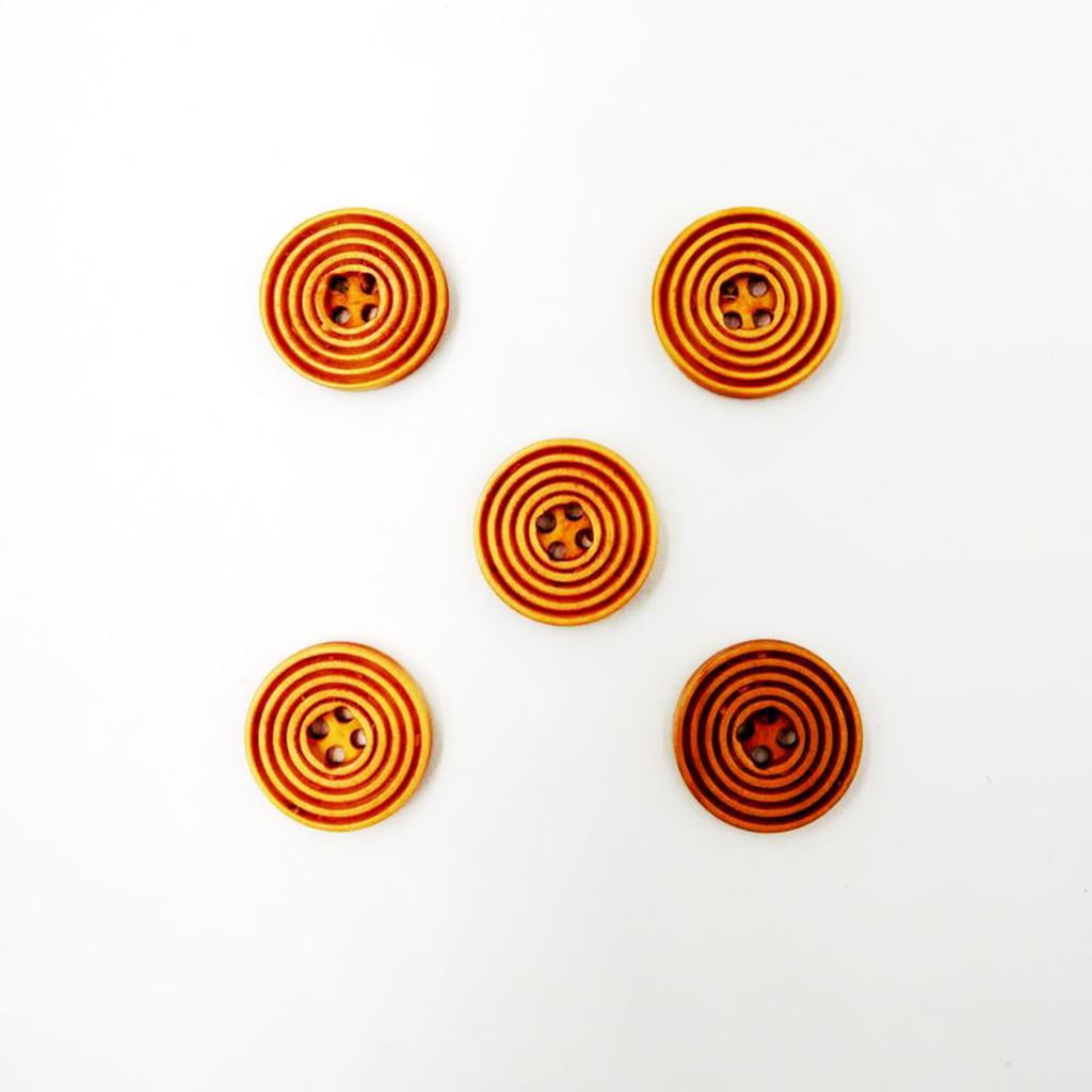Abbraccia 5x100 Pieces Wooden Buttons Spiricle 20mm with Four Holes Light Coffee Color 5 Pcs