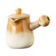 thumbnail image 4 of Tetera de cerámica china, teteras portátiles para hervir agua caliente con mango en cuerda para Camping, Picnic, hogar, restaurante , 700ml Amarillo, 4 of 8