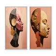 thumbnail image 2 of Designart "Chiseled Identity Pink Woman Collage" Abstract Portraits Framed Wall Art Set Of 2 - Transitional Pink Gallery Wall Frame Set For Home Decor, 2 of 6