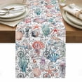 thumbnail image 2 of Oceans Starfish Table Runner, Shell Marine Life Nautical Modern Style Retro Cotton Linen Kitchen Table Decoration Washable Dining Tabletop Runners for Home Party Decor 13x72 Inches, 2 of 9