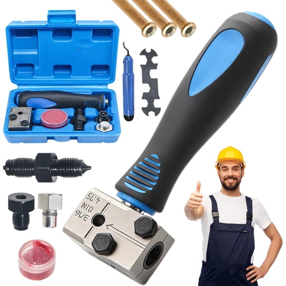 Universal Car Brake Line Flaring Tool Kit, 3/16 Inch Brake Flare Tool Kit, Handheld Brake Line Flare Tool Set for Tubing, Brake Fuel Line Repair for Cars, Trucks & Motorcycles(1SET)