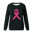 thumbnail image 4 of WREESH Women's Breast Cancer Awareness Sweatshirt Hand Pink Ribbon Graphic Long Sleeve Casual Top Black, 4 of 5