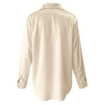 thumbnail image 3 of Women Satin Long Sleeve Shirt, Imitation Silk V Neck Blouse, Casual Daily Loose Fit Button Down Tops, 3 of 4