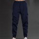 thumbnail image 3 of Ceisia Men Solid Color Fleece Multi Pocket Work Pants Loose Drawstring Gift Elastic Cuff Trousers, 3 of 4
