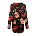thumbnail image 4 of Hogleaql Valentine's Tops for Women V Neck Comfortable Long Sleeve Shirts Love Heart Print Trendy Cute Loose Mid-Length Tops Black L, 4 of 6