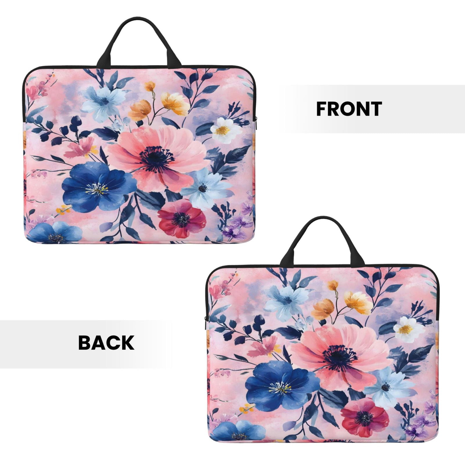 Laptop Sleeve Bag For Women Men 14inch Waterproof Durable Protective Computer Carrying Cover Handle Laptop Case Bag Flowers (8)