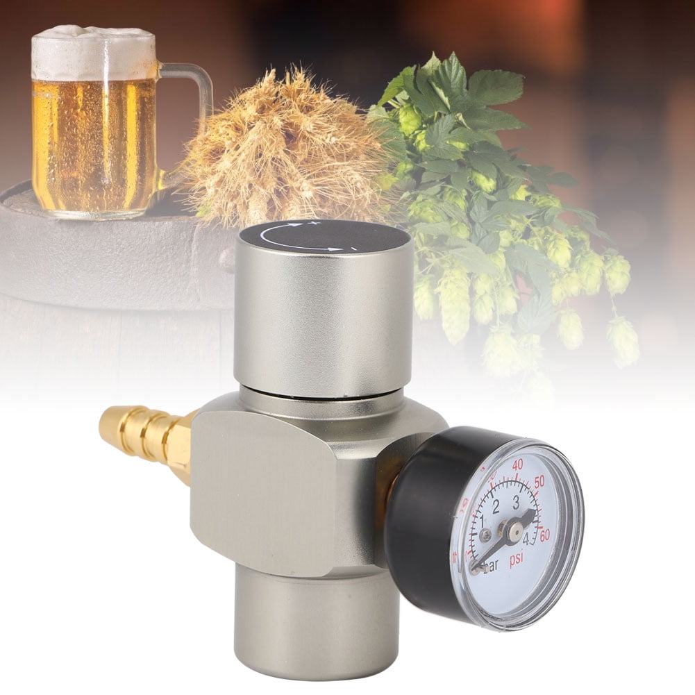 LAZIOEGR Stainless Steel 3/8in Quick Connector CO2 Mini Regulator Pressure Gauge 0-45psi for Soda Container and Home Brewing Beer Keg Systems (3.4x2.6in / 8.5x6.5cm)