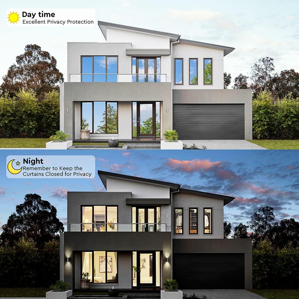 Window Film One Way Mirror Film Daytime Privacy Static Non-Adhesive Decorative Heat Control Anti UV Window Tint for Home and Office Silver for 19“Width