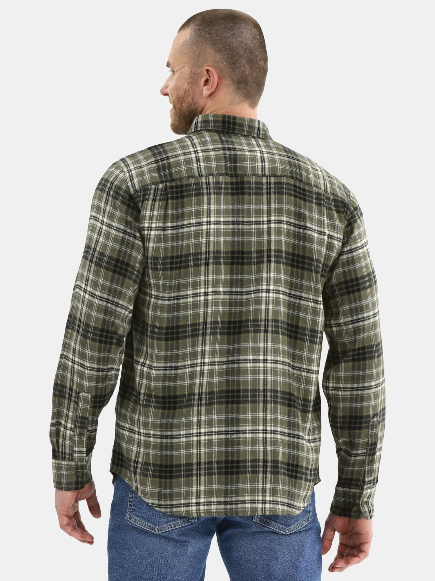 George Men's & Big Men's Relaxed Fit Double Pocket Flannel Shirt, Sizes XS-3XLT