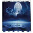 thumbnail image 3 of Ambesonne Moon Shower Curtain, Full Moon and Calm Sea, 69"Wx75"L, Navy Blue White, 3 of 3