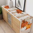 thumbnail image 6 of Burnt Orange Fall Pumpkin Table Runner Thanksgiving Maple Leaves Botanical Tablerunners 14 x 72 Inch, Table Decorations Tabletop Scarf for Summer Gathering Holiday Farmhouse Kitchen Dining Decor, 6 of 8