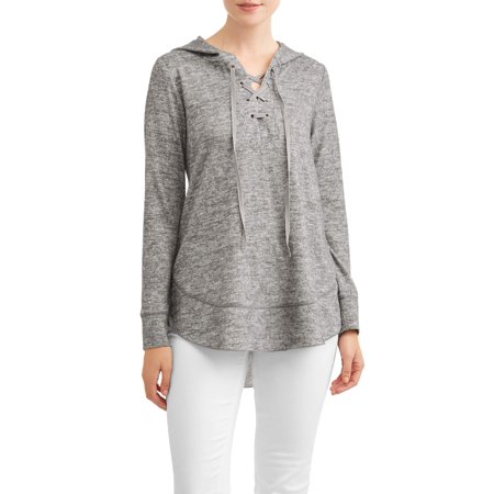 New York Laundry Women's Super Soft Long Sleeve Lace Up Hoodie