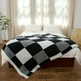 thumbnail image 2 of Snuggle Sac Soft Checkered Throw Blanket,Reversible Cozy Plaid Throw,Black,50*60", 2 of 5