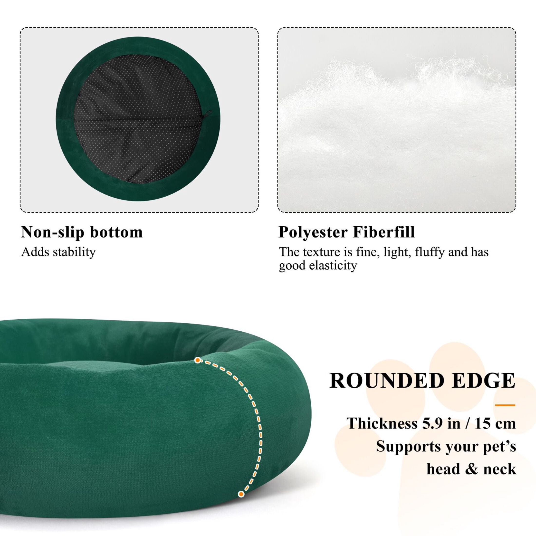 Iauyy Pet Couch Donut Cat Bed for Indoor Cats/Small Dogs Washable & Machine with Non-slip Bottom Calming Cat Furniture, Deep Forest Green Background (M)
