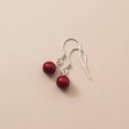 thumbnail image 6 of EOEMY 925 Sterling Silver Round Cinnabar Stone Beads Drop/Dangle Hook Earrings, 6 of 6