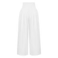 thumbnail image 4 of yillto Womens Cotton Linen Pants Elastic High Waist Loose Wide Leg Palazzo Pant Summer Beach Pant, 4 of 6