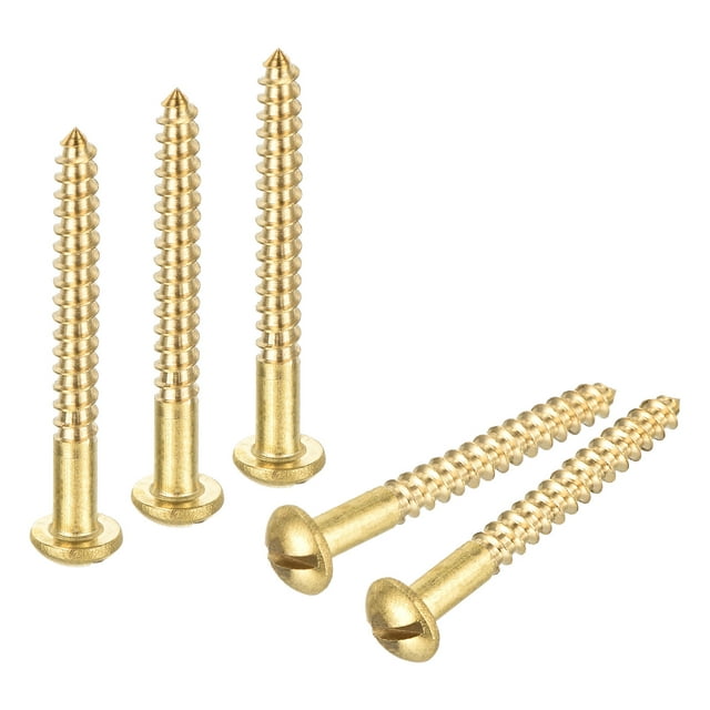 Wood Screws M3 x 25mm Slotted Round Head Copper Self-Tapping Screw 150 Pcs