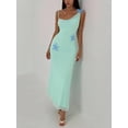 thumbnail image 4 of Green Womens Spaghetti Strap Maxi Dress With Embroidered Starfish Appliqué For Summer Beach Vacation, 4 of 7
