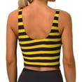thumbnail image 3 of Haiem Bee Stripe Pattern Womens Sports Bra - U Neck Padded Low Impact Yoga Bra Workout Crop Top Gym Moisture-Wicking Workout Vest -Medium, 3 of 9
