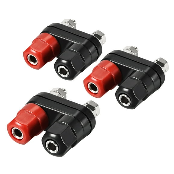 Uxcell Dual Binding Post Terminal, M5 Thread Power Amplifier Connector Banana Plug Jack Socket Red Black 3 Pcs