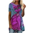thumbnail image 2 of CHGBMOK Grande Taille Femmes Summer Tops Femmes Col Rond Tops Casual Imprimer T-Shirts Chemisier à Manches Courtes Summer Plage Tops sur l'Autorisation, 2 of 9