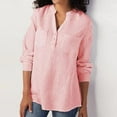 thumbnail image 2 of Scyoekwg Womens Long Sleeve Shirts Fall Going Out Tops Pullover V Neck Tunic Tops Classic Solid Color Casual Loose Fit Blouses Comfy Lightweight 2025 Fashion Autumn Pink L, 2 of 7