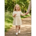 thumbnail image 6 of BemeyourBBs Kids Toddler Baby Girl Summer Cotton Linen Dress Clothes Puff Short Sleeve Ruffle Crew Neck Solid A-line Dress, 6 of 9