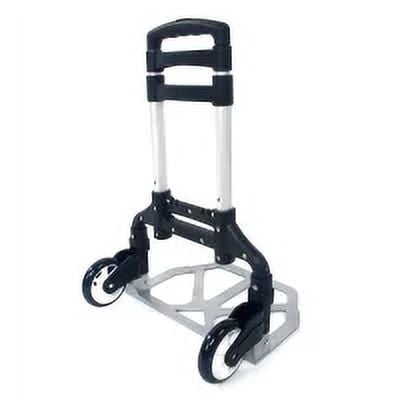 Portable Folding Hand Cart, Aluminum Hand Truck, Push Truck Trolley, Lightweight Collapsible Trolley Luggage, 165.35lbs Weight Capacity, Black