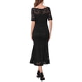 thumbnail image 3 of INSPIRE CHIC Vestido de Cóctel para Mujer con Encaje y Dobladillo de Cola de Pez, Manga Corta, Ajustado, Midi, Negro, XL, 3 of 6