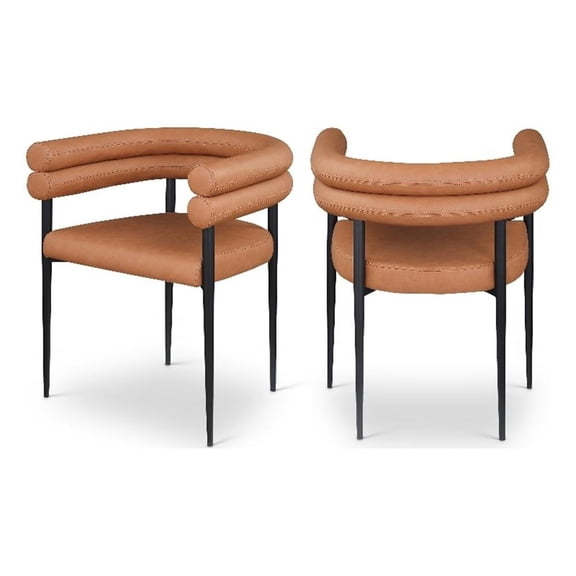 Meridian Furniture Lavina Cognac Vegan Leather Dining Chair (Set of 2)