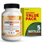 Orexiburn Max Extra Strength Weight Management Supplement, 60 Capsules, with Raspberry Ketones, Green Tea, L-Carnitine, 5-Pack