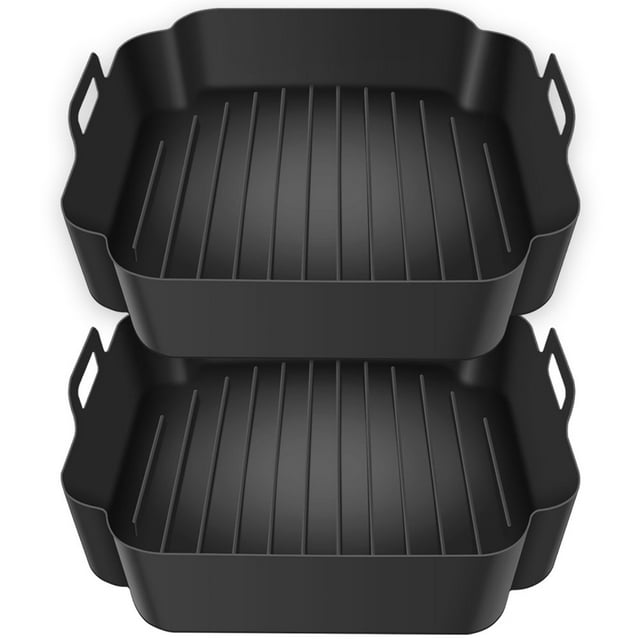 MesaSe 2 Pack Moule en Silicone pour Friteuse à Air Chaud avec Poignée Réutilisable Doublé Résistant à la Chaleur Accessoires de Friteuse à Air Four Micro-Ondes Grill